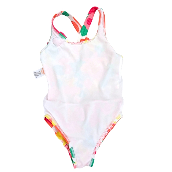 Gymboree Girls Swimsuit Floral Kids Swimwear with Pink Ruffle Size XS 4T - Picture 3 of 8